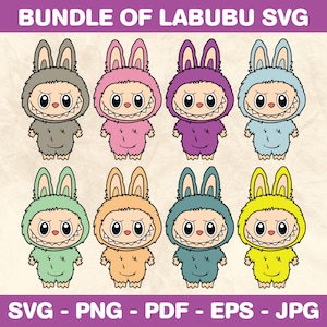 Labubu Designs SVG Bundle, Labubu Clipart, Labubu PNG, Cute Labubu Vector, Cartoon Character SVG, Cricut Cut Files, Digital Download, Labubu
