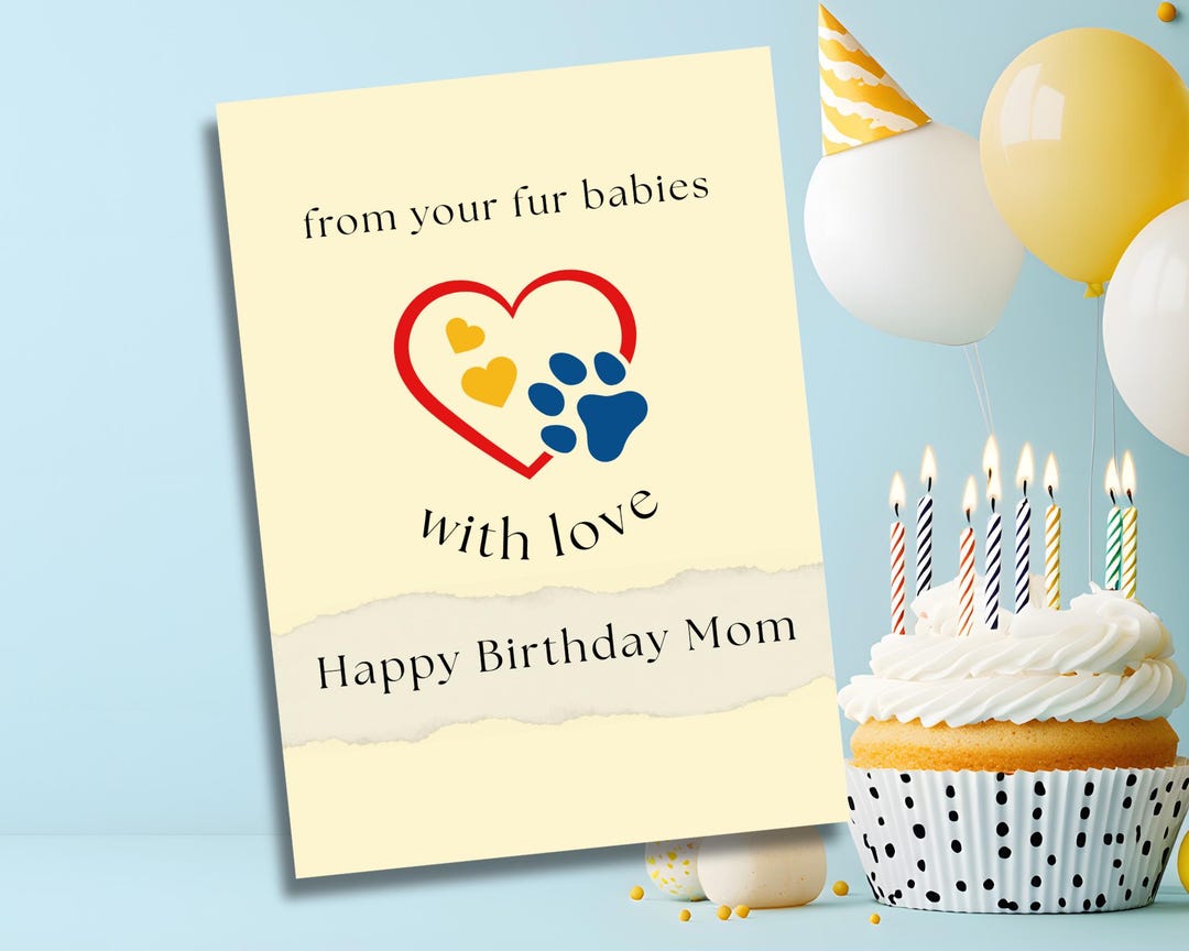 Dog Mom Birthday Card Printable – From Your Fur Babies Card, Pet Mom ...