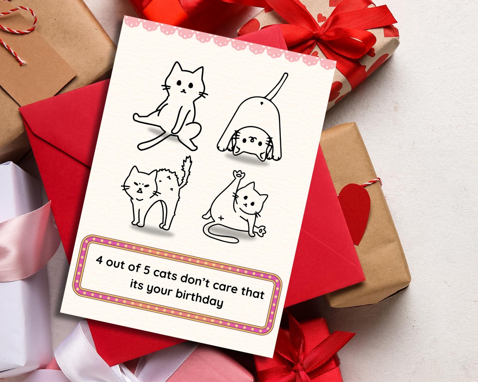 Funny Cat Birthday Card Printable, Cat Lover Birthday Card, 4 Out of 5 ...