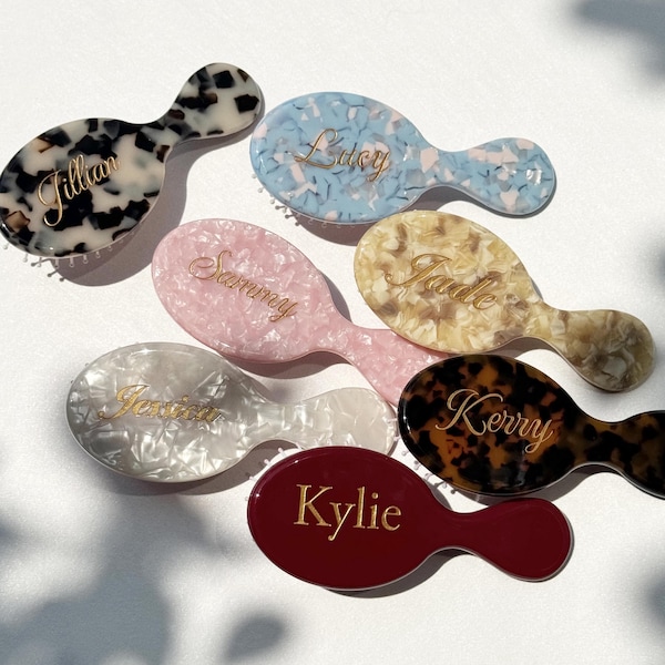 Personalized Engraved Hair Comb, Custom Name Purse Comb, Mini Hairbrush for Women, Bridesmaid Gift