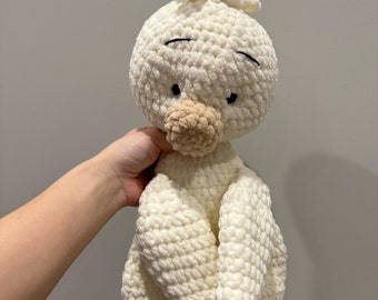 baby goose comforter, plush Goose baby lovey, comforter toy, crochet  gift