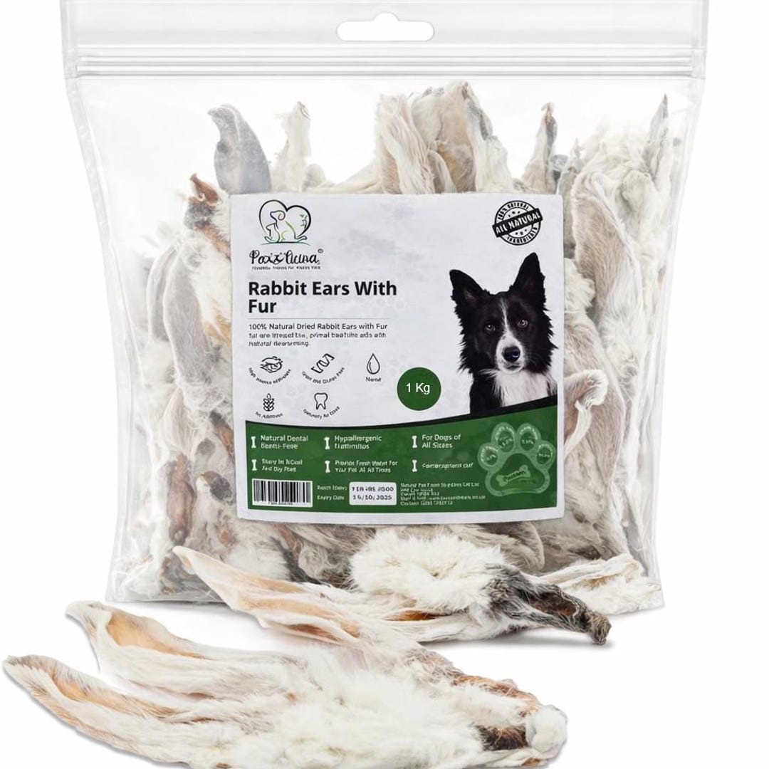 PAWLICIOUS Furry Rabbit Ears, Natural Dog Chews (1 Kg) - Etsy UK