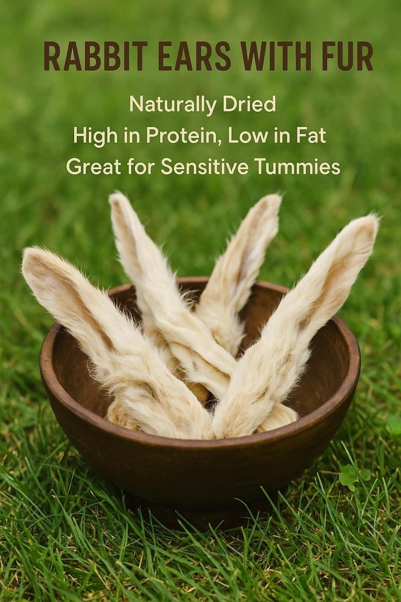 PAWLICIOUS Furry Rabbit Ears – 1kg Natural Dog Chews - Etsy UK