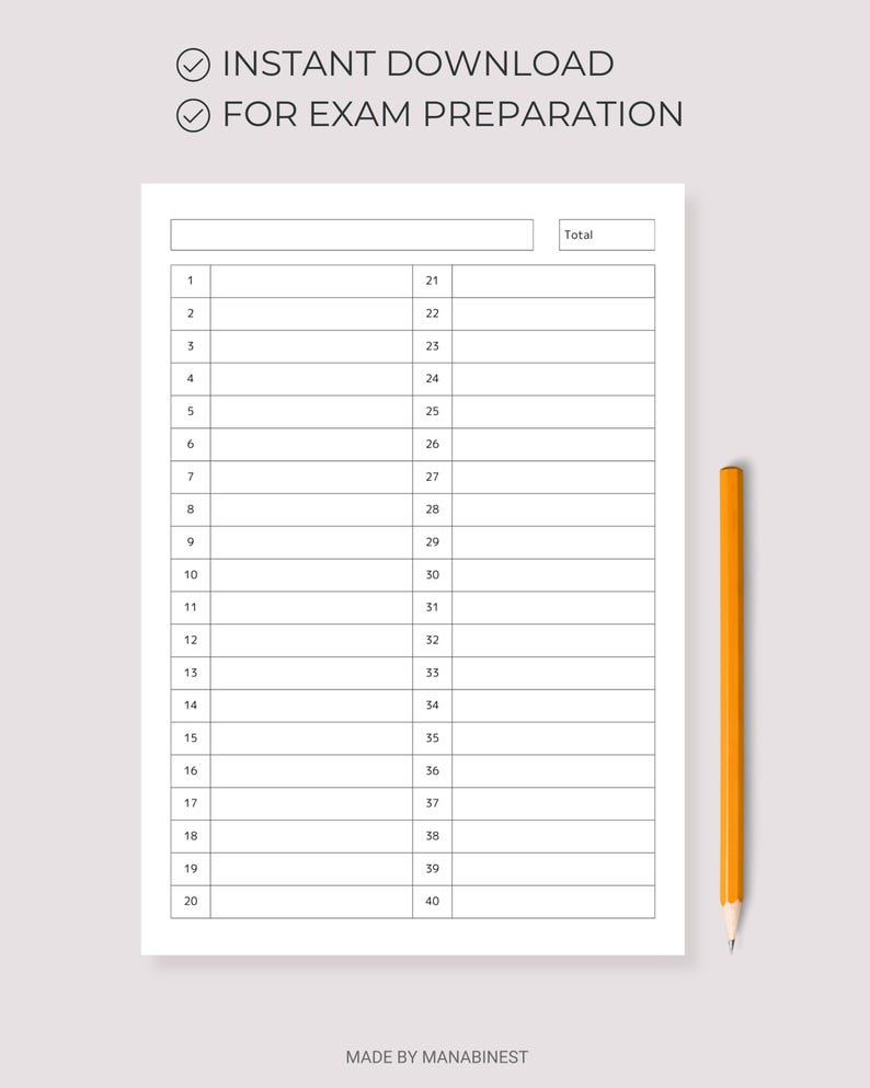 Practice Test Answer Sheet | Printable | IELTS Exam Preparation | 40 ...