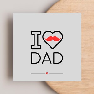 Schnurrbartkarte für Papa, Ich liebe dich Papa Karten, Vatertagskarte, Karte für Väter, Beste Papa Karte