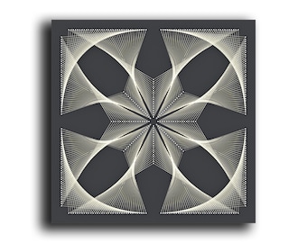 Flor en una caja cuadrada - Plantilla de arte con hilo (50 x 50 cm)