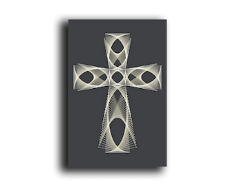 Cruz, Crucifijo - Plantilla de Arte con Hilos (50 x 75 cm)