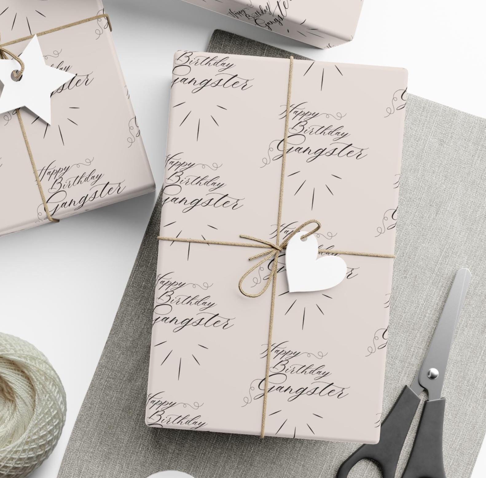 Happy Birthday Gangster Gift Wrap - 3 sizes, image size:1582x1554