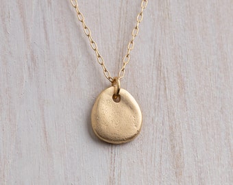 Gold Pebble Necklace, Simple Gold Necklace, Gold Necklace, Simple Gold Organic Jewelry