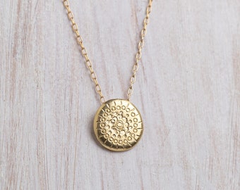 Gold Mandala Necklace, Gold Disc Necklace, Gold Necklace, Mandala Necklace, Gold Coin Necklace, Empowering Gift, Mandala Jewelry