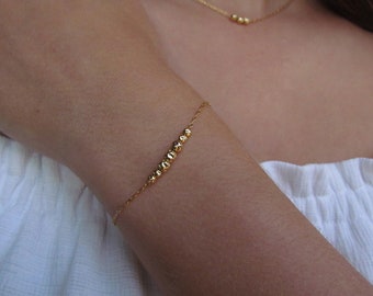 Gold Bracelet, Thin Gold Bracelet, Dainty Gold Chain Bracelet, Delicate Gold Layering Bracelet, Seeds Beaded Bracelet, Empowering Gift