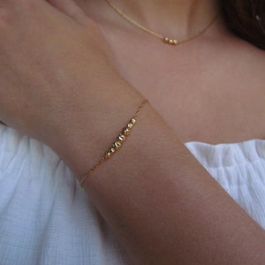 Gold Bracelet, Thin Gold Bracelet, Dainty Gold Chain Bracelet, Delicate Gold Layering Bracelet, Seeds Beaded Bracelet, Empowering Gift