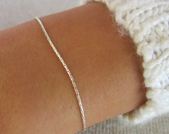 Pulsera de plata de ley, pulsera fina de plata, pulsera de cadena delicada, pulsera delicada de capas de plata, pulsera fina, pulsera minimalista