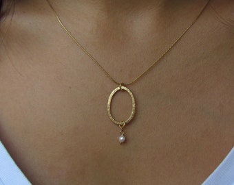 Organic Oval Necklace, Everyday Necklace, Layering Necklace, Minimalist, Simple Necklace