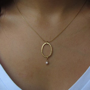Organic Oval Necklace, Everyday Necklace, Layering Necklace, Minimalist, Simple Necklace