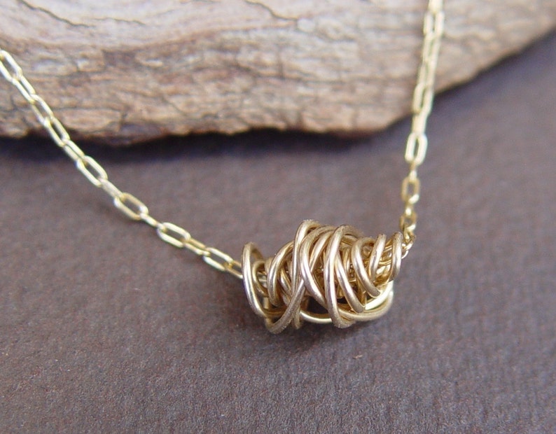 Wire Wrapped Simple Necklace Gold Necklace Gold Minimalist Etsy