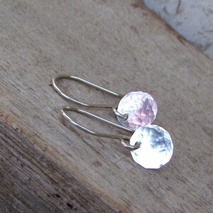 Tiny Silver Disc Earrings, Tiny Silver Earrings, Simple Silver Earrings, Silver Earrings Minimalist Jewelry, Hammered Silver Earrings
