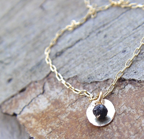Raw Diamond Necklace, Raw Diamond Jewelry, Rough Diamond Necklace, Dainty Gold Necklace, Hammered Gold Disc Necklace, Delicate Gold Necklac
