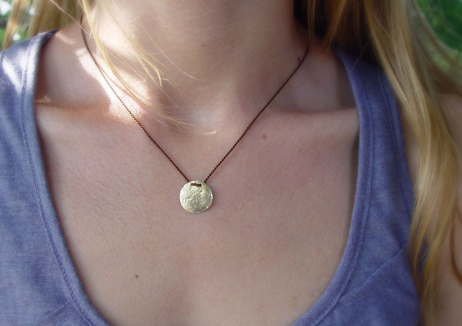 Dark Brown Pure Silk Necklace and an Organic Disc Pendant | Etsy