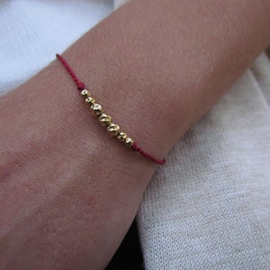 Red Bracelet, Red And Gold Bracelet, Minimalist Bracelet, Seeds Bracelet, Red String Bracelet, Friendship Gift, Gold Beaded Bracelet