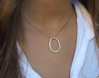 Organic Oval Necklace, Everyday Necklace, Layering Necklace, Minimalist, Simple Necklace
