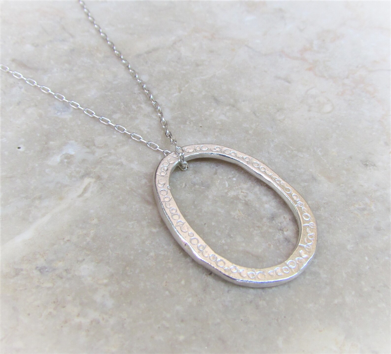 Organic Oval Silver Necklace Everyday Necklace Layering | Etsy