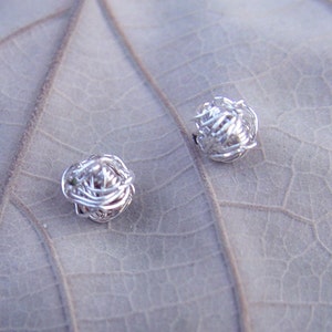 Silver Knot Stud Earrings, Tiny Sterling Silver Studs, Tiny Wire Ball Post Earrings, Silver Stud Earrings, Silver Studs Earrings