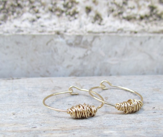 Small gold deals hoop earrings etsy