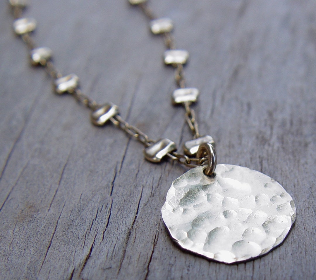 Small Shiny Gold Disc Necklace, Gold Necklace, Gold Disc Necklace, Gold ...