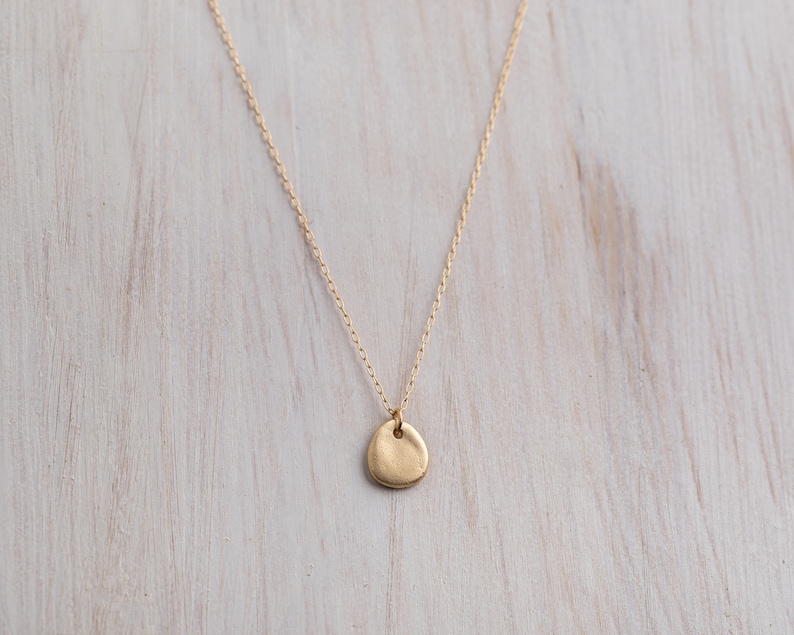 Gold Pebble Necklace Simple Gold Necklace Gold Necklace Etsy