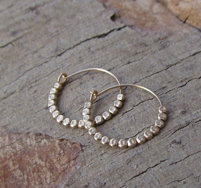 Simple Gold Hoops, Small Gold Hoop Earring, Hammered Gold Hoop Earrings, Gold Hoop Earrings, Thin Gold Hoop Earrings image 4