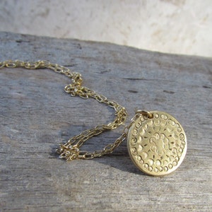 Disc Necklace, Simple Gold Necklace, Gold Disc Necklace, Hammered Gold Disc Necklace, Mandala Necklace, Mandala Jewelry, Gold Coin Necklace image 3