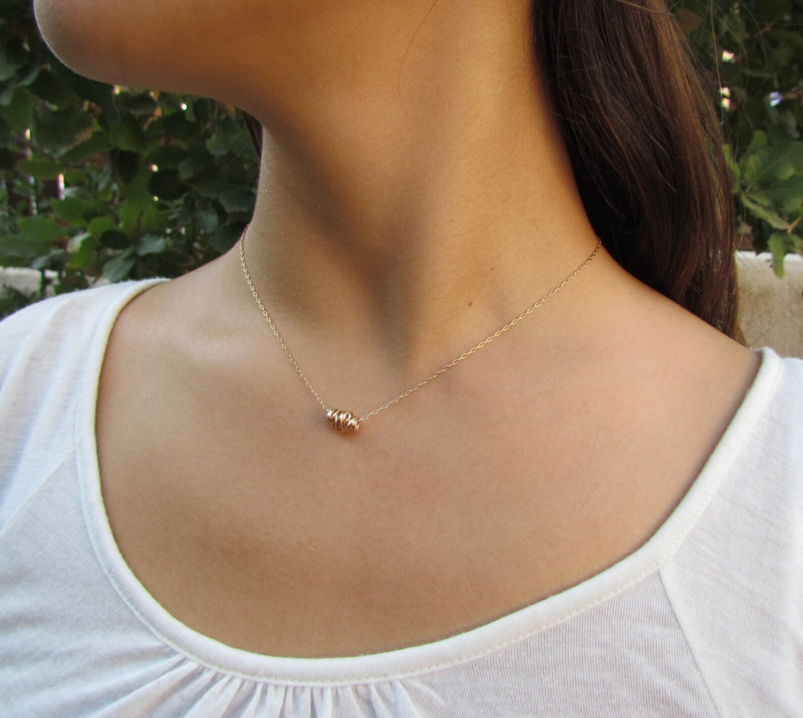 Wire Wrapped Simple Necklace Gold Necklace Gold Minimalist Etsy