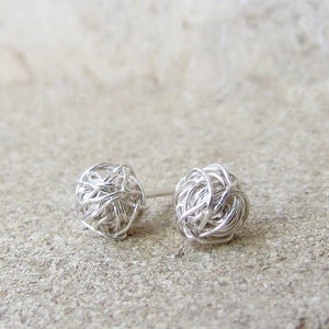 Small Sterling Silver Studs, Wire Ball Post Earrings, Sterling Silver, Silver Post Earrings, Siver Stud Earrings, Silver Studs Earrings image 4