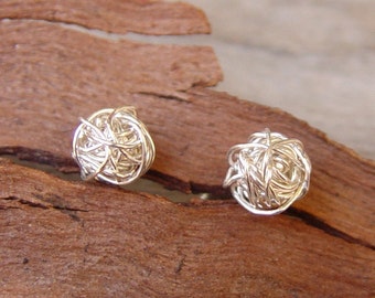 Petits clous d&#39;oreilles en argent sterling, Boucles d&#39;oreilles en fil de fer sphérique, Argent sterling, Boucles d&#39;oreilles en argent sterling, Boucles d&#39;oreilles en argent, Clous d&#39;oreilles en argent