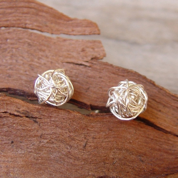 Small Sterling Silver Studs, Wire Ball Post Earrings, Sterling Silver, Silver Post Earrings, Siver Stud Earrings, Silver Studs Earrings