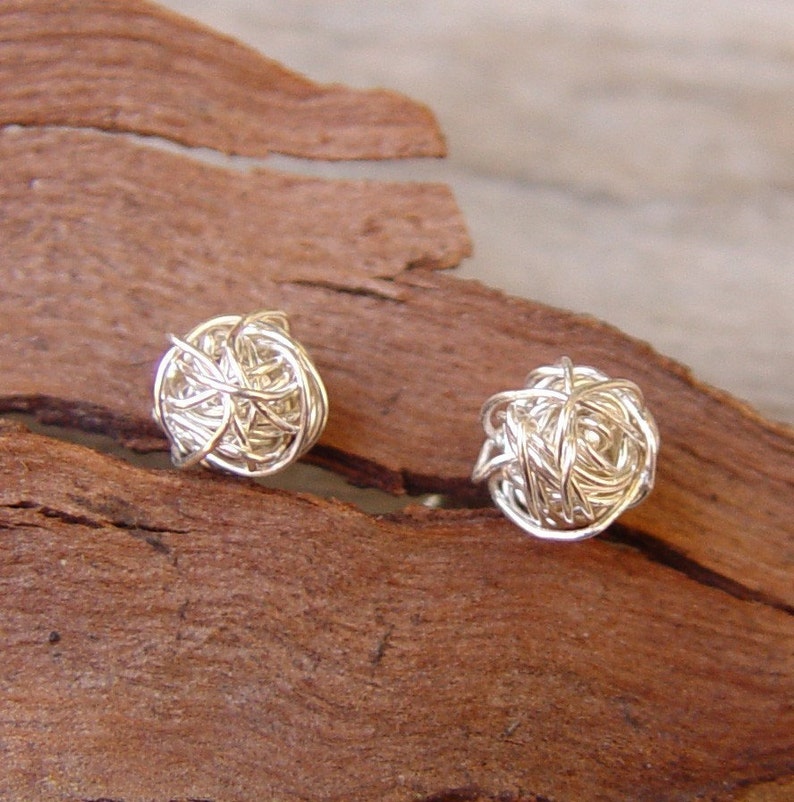 Small Sterling Silver Studs, Wire Ball Post Earrings, Sterling Silver, Silver Post Earrings, Siver Stud Earrings, Silver Studs Earrings image 1