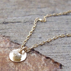 Raw Diamond Necklace, Gold Necklace, Unique Bridal Jewelry, Raw Diamond Jewelry, Rough Diamond Necklace, Dainty Gold Necklace, Gold Necklac