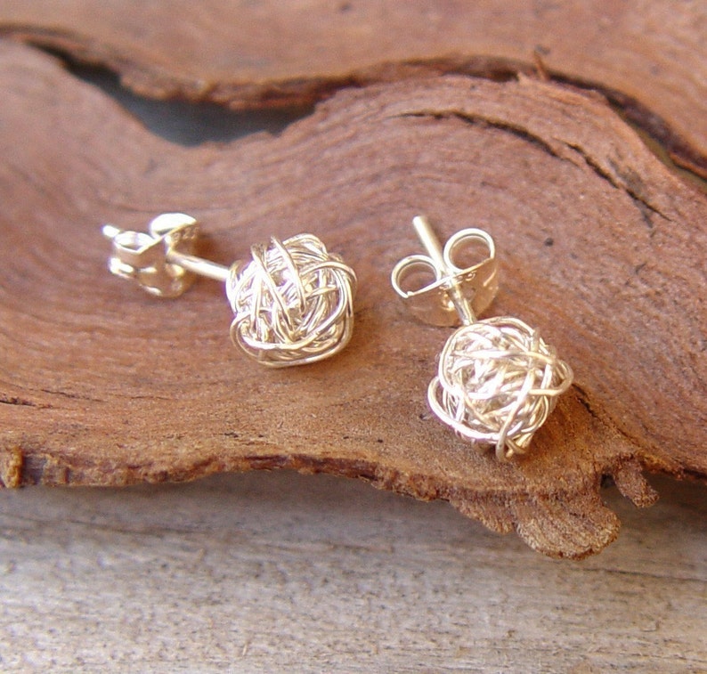 Small Sterling Silver Studs, Wire Ball Post Earrings, Sterling Silver, Silver Post Earrings, Siver Stud Earrings, Silver Studs Earrings image 2