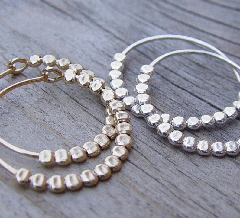 Simple Gold Hoops, Small Gold Hoop Earring, Hammered Gold Hoop Earrings, Gold Hoop Earrings, Thin Gold Hoop Earrings image 3