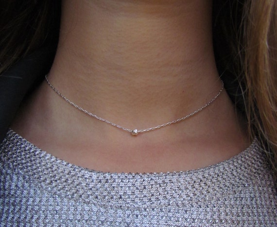 Silver Choker Necklace Dainty Layered 