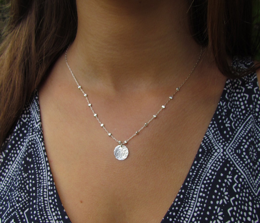 Silver disc choker necklace discount
