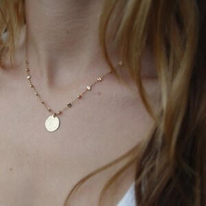 Small Shiny Gold Disc Necklace, Gold Necklace, Gold Disc Necklace, Gold ...