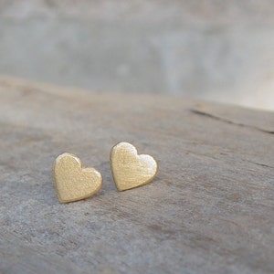 Gold Studs Earrings, Heart Gold Earrings, Gold Stud Earring, Gold Heart Studs, Stud Earings, Heart Studs, Gold Hearts Stud Earrings image 3