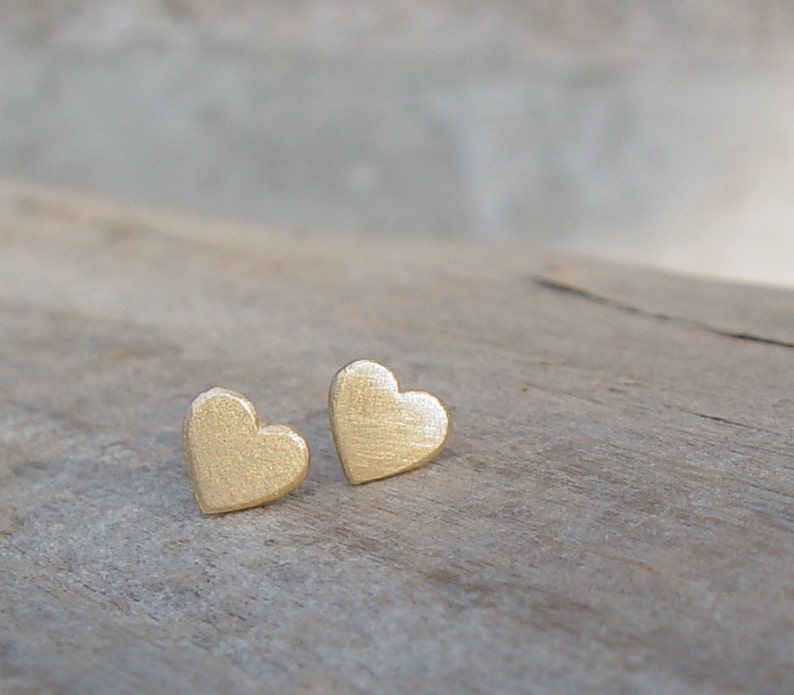 Gold Studs Earrings, Heart Gold Earrings, Gold Stud Earring, Gold Heart Studs, Stud Earings, Heart Studs, Gold Hearts Stud Earrings image 3