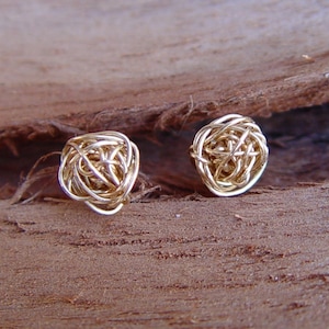 Gold Knot Stud Earrings, Small Gold Stud Earring, Wire Ball Post Earrings, Gold Earring Studs, Gold Stud Earrings, Knot Stud Earrings