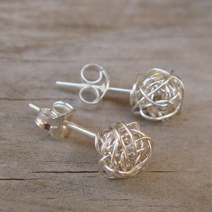 Small Sterling Silver Studs, Wire Ball Post Earrings, Sterling Silver, Silver Post Earrings, Siver Stud Earrings, Silver Studs Earrings image 3