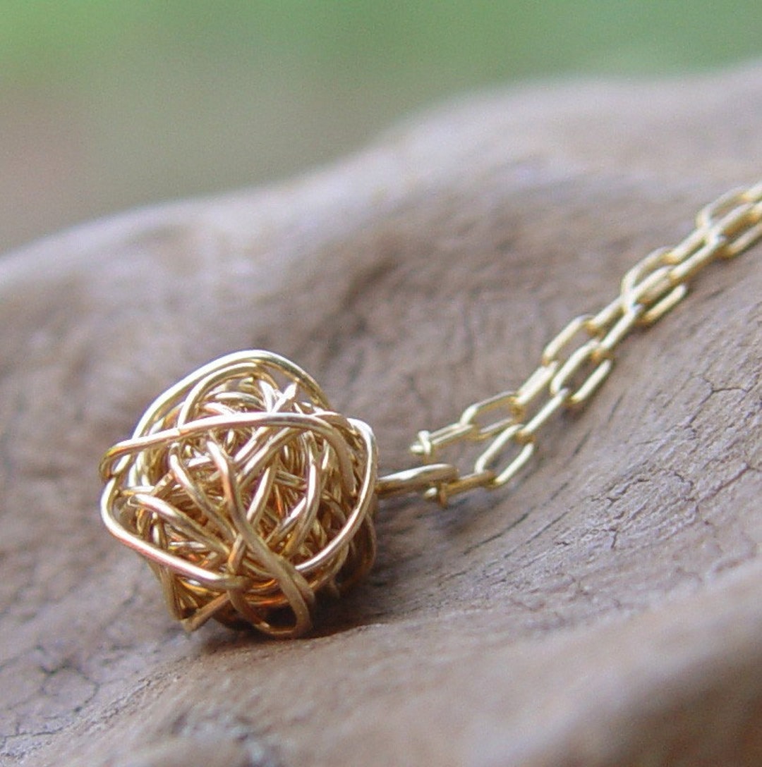 Wire Ball Necklace Simple Gold Necklace Etsy