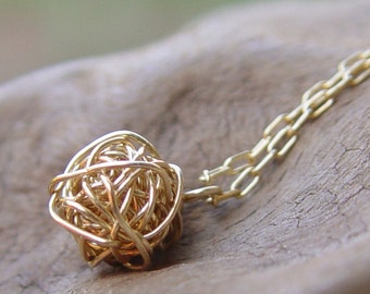 Wire Ball Necklace, Simple Gold Necklace