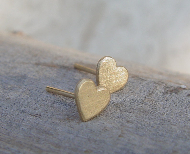 Gold Studs Earrings, Heart Gold Earrings, Gold Stud Earring, Gold Heart Studs, Stud Earings, Heart Studs, Gold Hearts Stud Earrings image 4